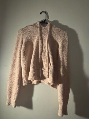 Cozy Plush Hooded Jacket in Light Beige
